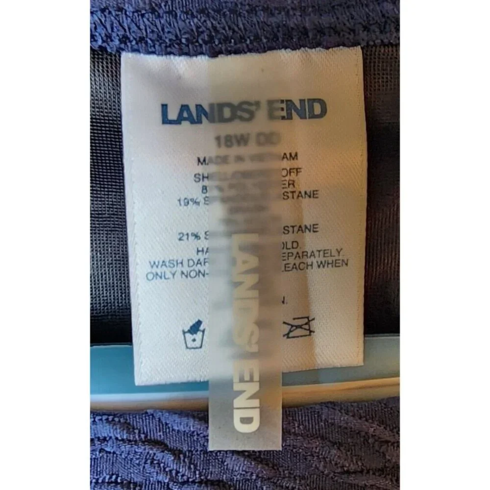 Lands' End Women's High Neck Tankini Swim Top Padded Textured Modest Blue 18W DD - Picture 5 of 11